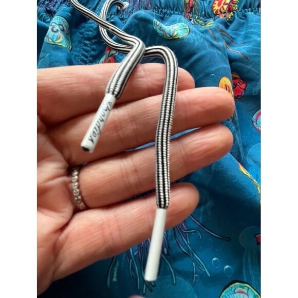 Boardies Fish Shorts M Blue Tropical Swim Trunk Jellyfish Preppy Classic Retro - Picture 6 of 12